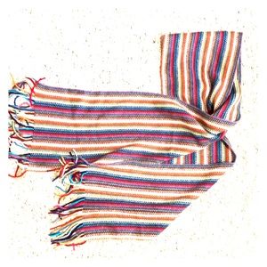 Multicolored stripes scarf with fringe rainbow